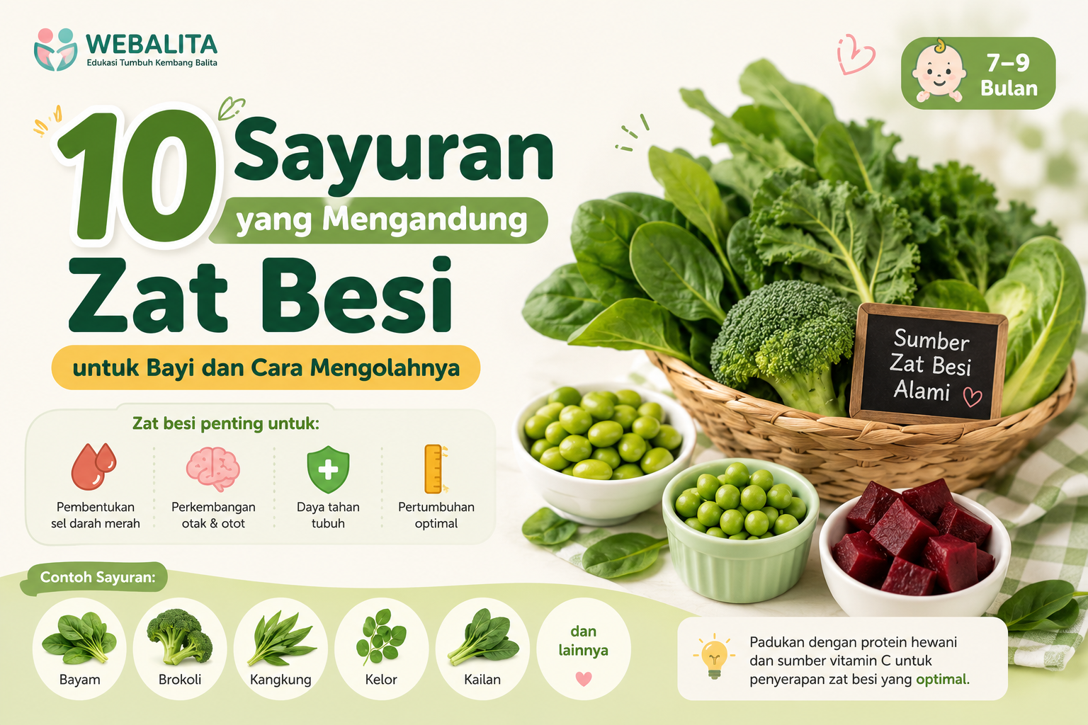 10 Sayuran yang Mengandung Zat Besi untuk Bayi dan Cara Mengolahnya